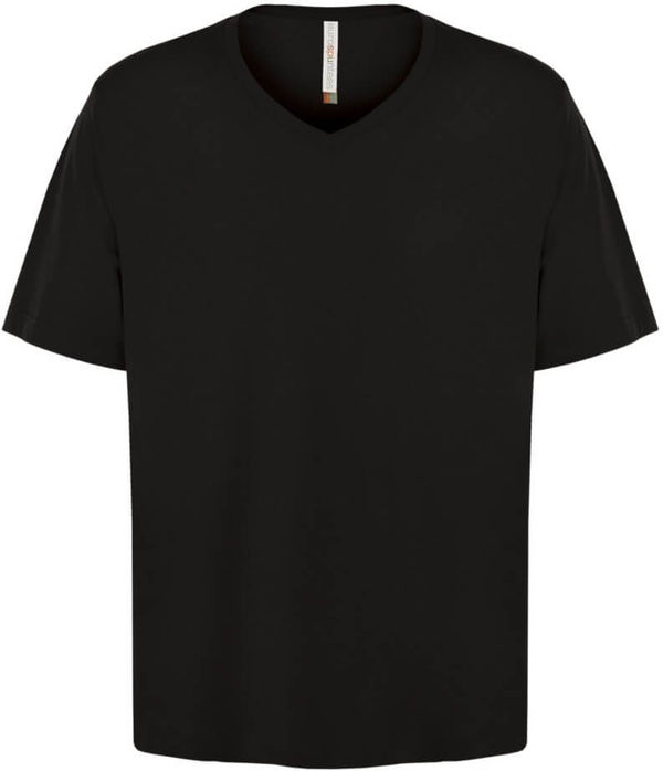 Am image of a Custom ATC Eurospun Ring Spun V Neck Tee in Black!
