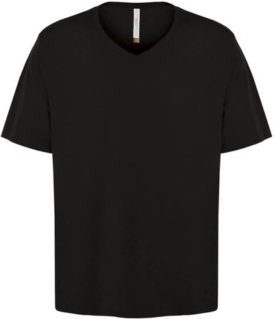 Am image of a Custom ATC Eurospun Ring Spun V Neck Tee in Black!