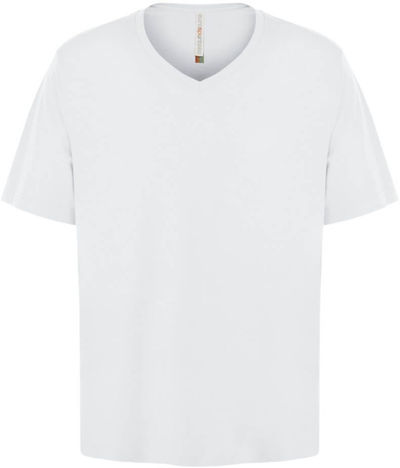 Am image of a Custom ATC Eurospun Ring Spun V Neck Tee in White!