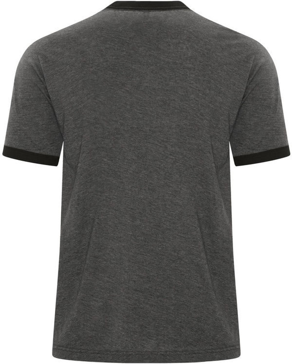 Am image of a Custom ATC Eurospun® Ringer Tee in Charcoal Heather/Black!