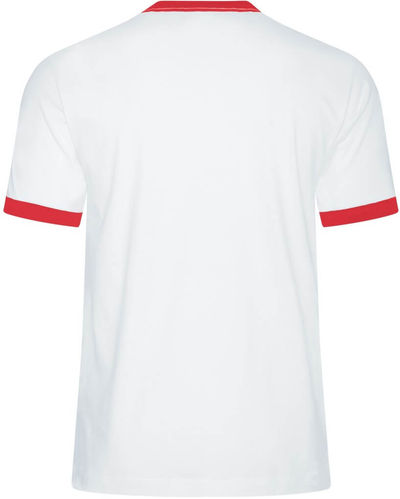 Am image of a Custom ATC Eurospun® Ringer Tee in White/True Red!