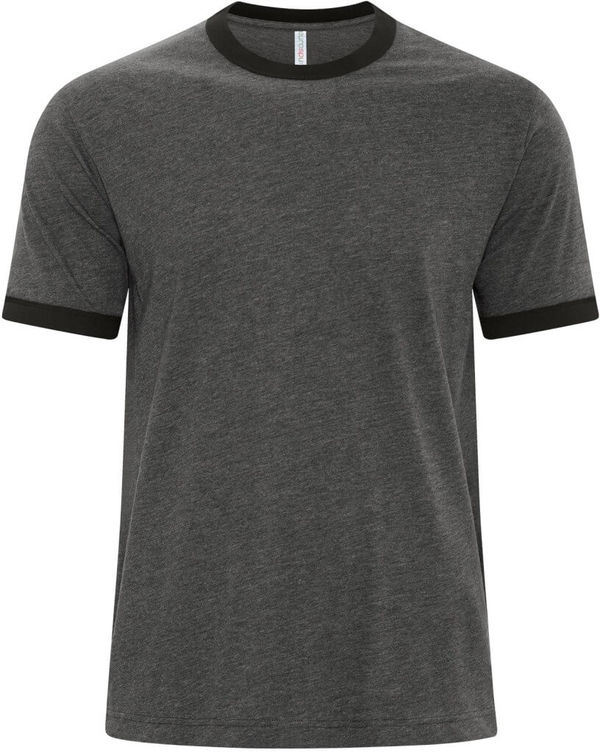 Am image of a Custom ATC Eurospun® Ringer Tee in Charcoal Heather/Black!