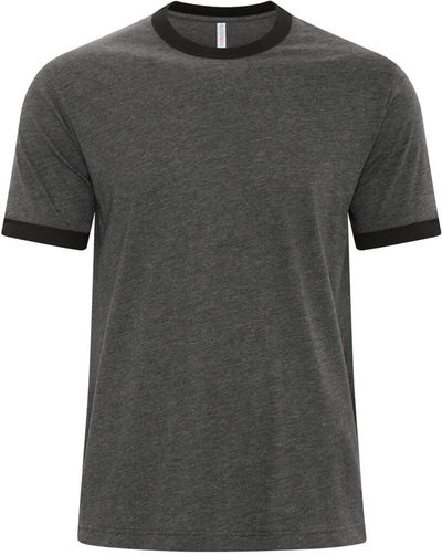 Am image of a Custom ATC Eurospun® Ringer Tee in Charcoal Heather/Black!
