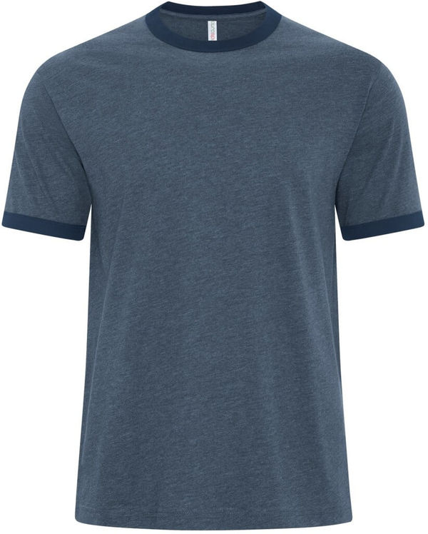 Am image of a Custom ATC Eurospun® Ringer Tee in Navy Heather/True Navy!