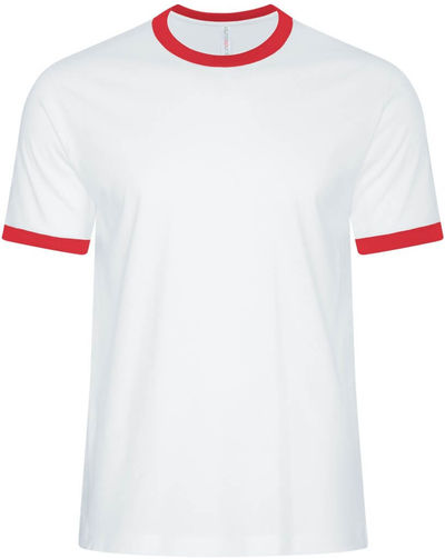 Am image of a Custom ATC Eurospun® Ringer Tee in White/True Red!