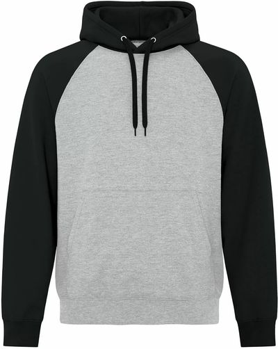 Am image of a Custom ATC Everyday Fleece Two Tone Hooded Sweatshirt in Athletic Heather/Black!