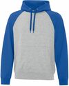 Am image of a Custom ATC Everyday Fleece Two Tone Hooded Sweatshirt in Athletic Heather/Royal!
