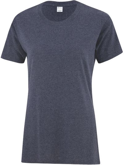 Am image of a Custom ATC Everyday Side Seam Ladies Tee in Heather Navy!