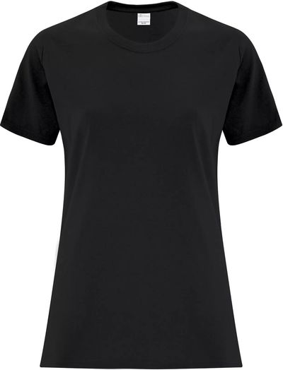 Am image of a Custom ATC Everyday Side Seam Ladies Tee in Black!