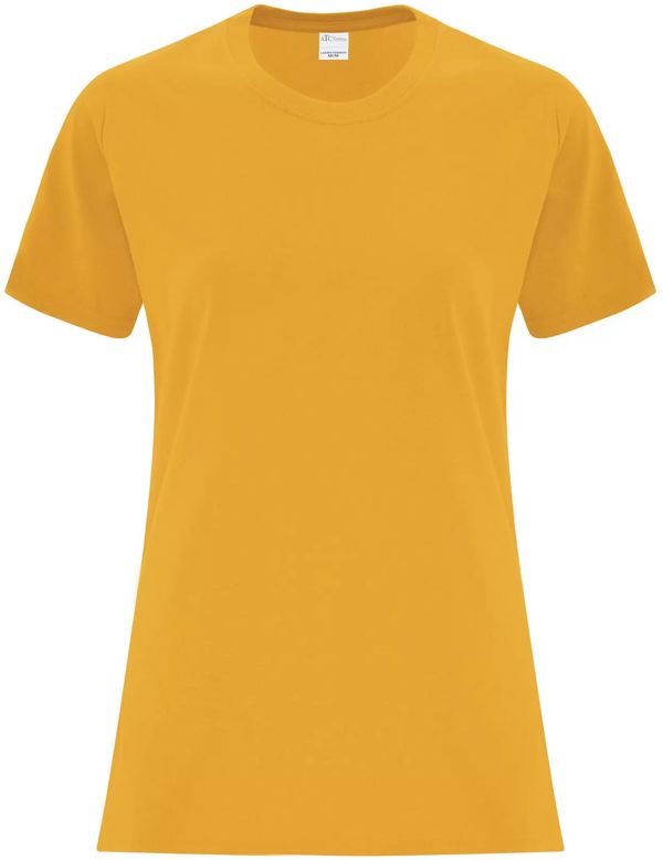 Am image of a Custom ATC Everyday Side Seam Ladies Tee in Gold!