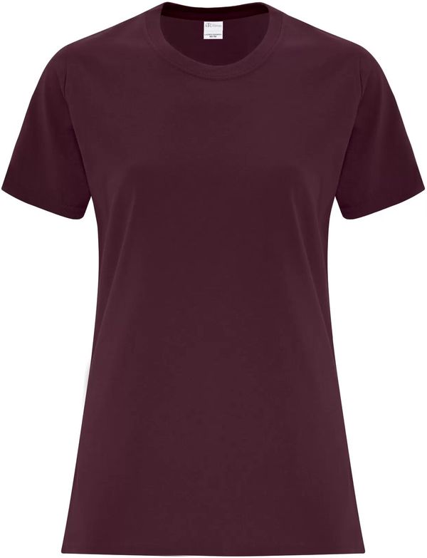 Am image of a Custom ATC Everyday Side Seam Ladies Tee in Maroon!