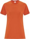 Am image of a Custom ATC Everyday Side Seam Ladies Tee in Orange!