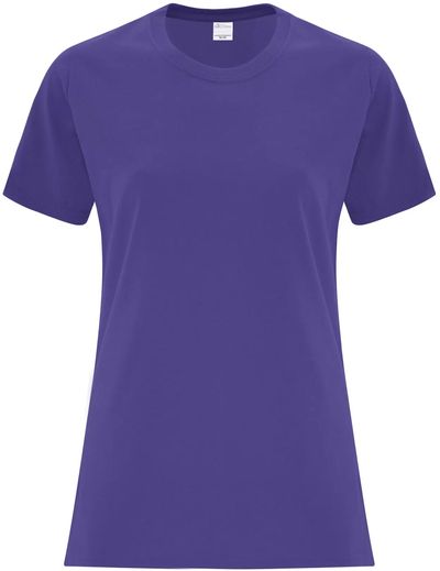 Am image of a Custom ATC Everyday Side Seam Ladies Tee in Purple!