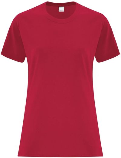 Am image of a Custom ATC Everyday Side Seam Ladies Tee in Red!