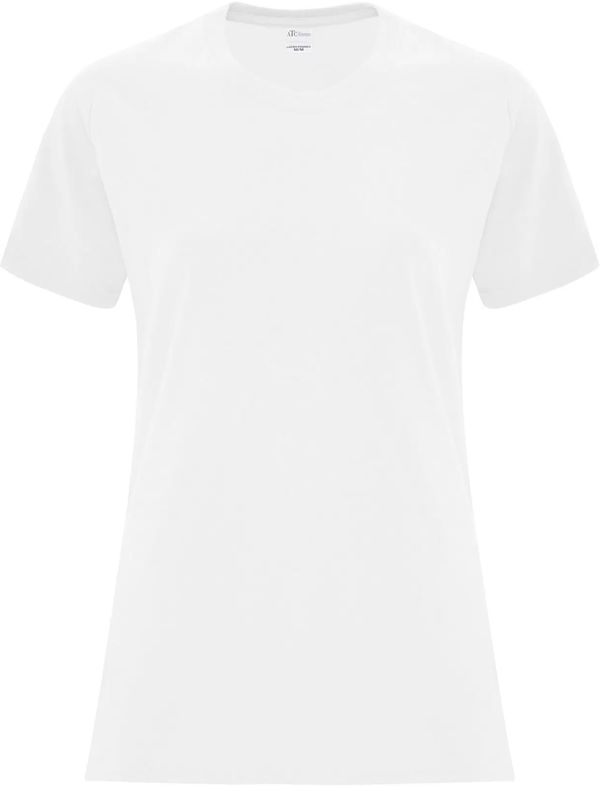 Am image of a Custom ATC Everyday Side Seam Ladies Tee in White!