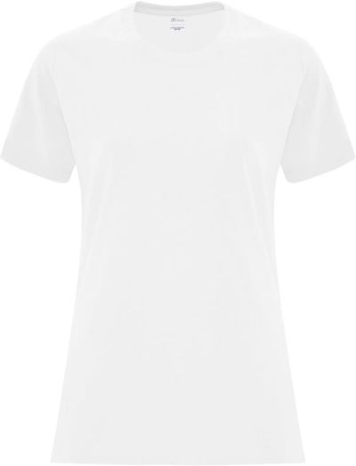 Am image of a Custom ATC Everyday Side Seam Ladies Tee in White!