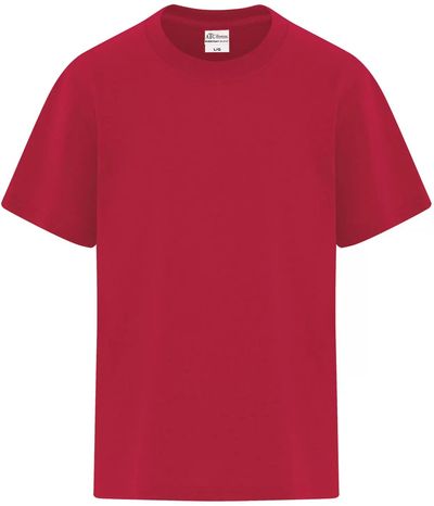 Am image of a Custom ATC Everyday Blend Side Seam Youth Tee in Red!