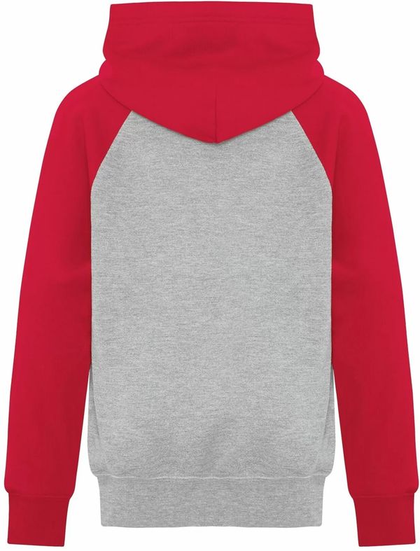 Am image of a Custom ATC Everyday Fleece Two Tone Hooded Sweatshirt in Athletic Heather/Red!