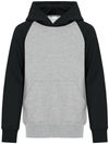 Am image of a Custom ATC Everyday Fleece Two Tone Hooded Youth Sweatshirt in Athletic Heather/Black!