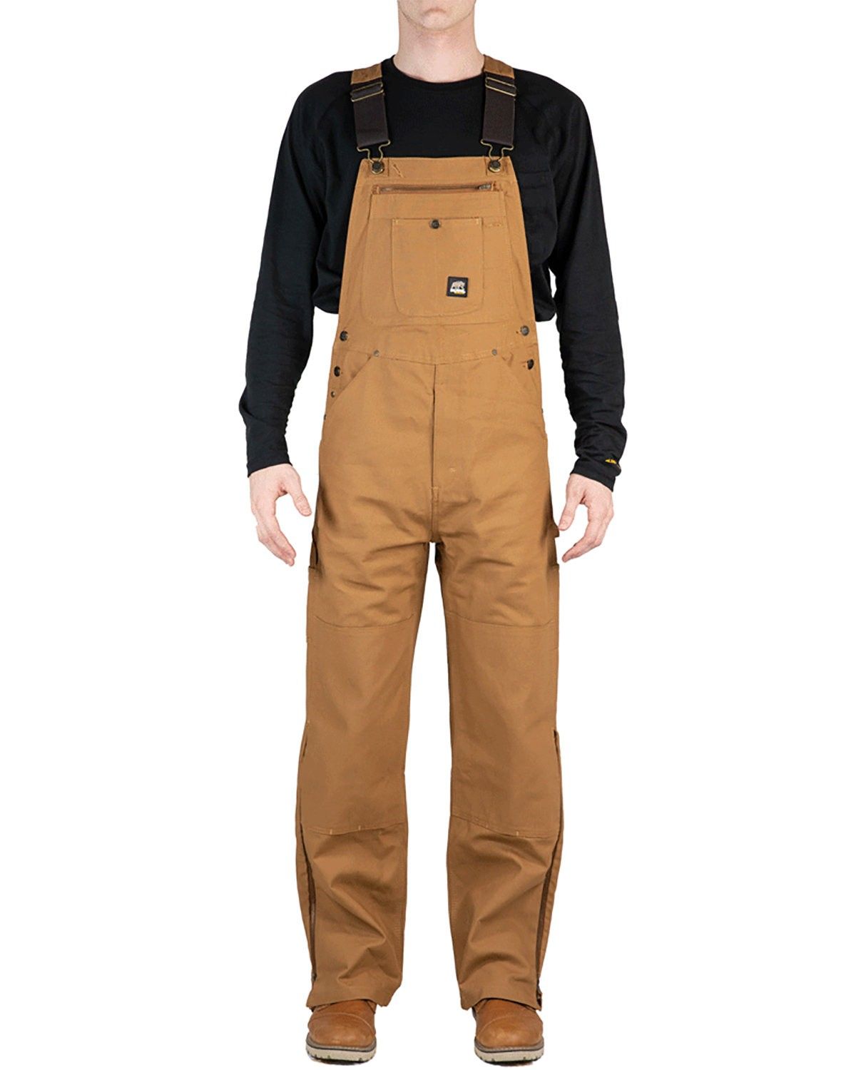 Berne Men's Slab Unlined Duck Bib Overall in Brown Duck