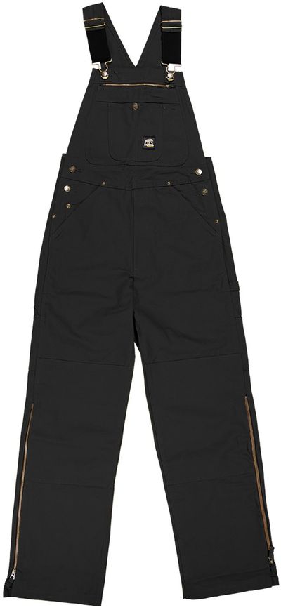 Am image of a Custom Berne Men's Slab Unlined Duck Bib Overall in Black!