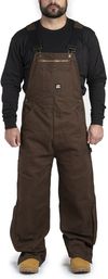 Am image of a Custom Berne Men's Short Length Acre Unlined Washed Bib Overall in Bark!