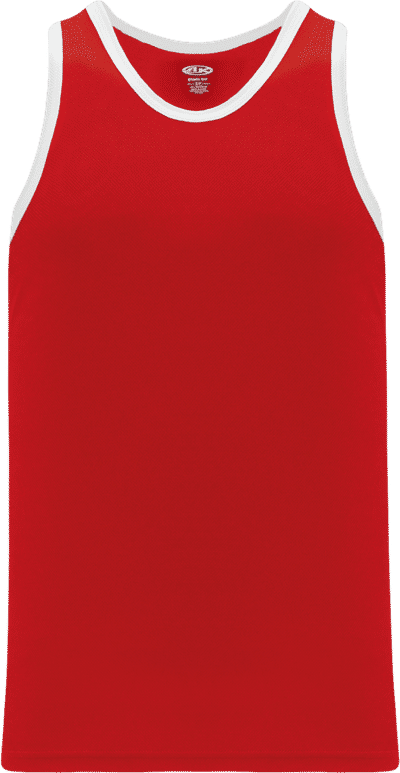 Am image of a Custom Athletic Knit League Basketball Jerseys in Red/White!