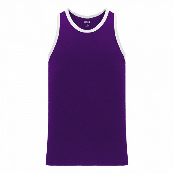 Am image of a Custom Athletic Knit Youth League Basketball Jerseys in Purple/White!