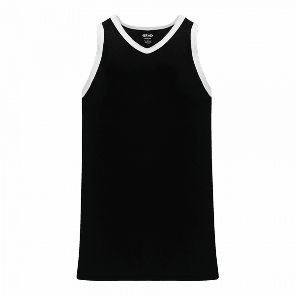 Am image of a Custom Athletic Knit Youth League Basketball Jerseys in Black/White!