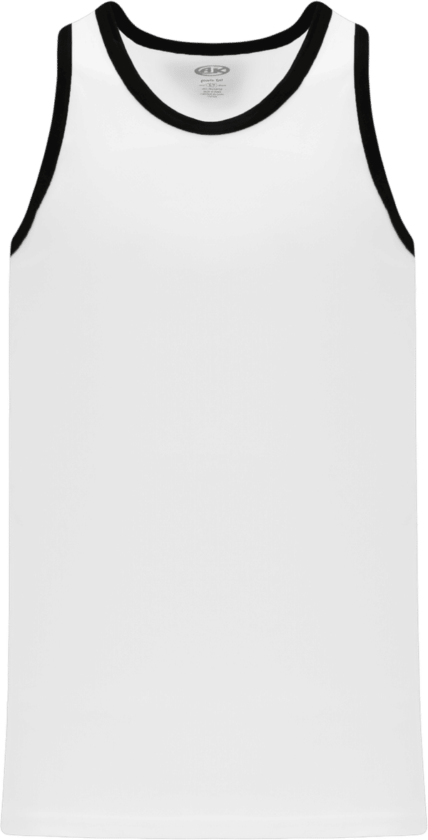 An image of a Custom Athletic Knit League Basketball Jerseys in White/Black!