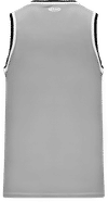 Am image of a Custom Athletic Knit Pro Striped Basketball Jerseys in Grey/Black/White!
