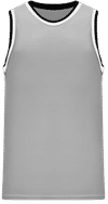 Am image of a Custom Athletic Knit Pro Striped Basketball Jerseys in Grey/Black/White!