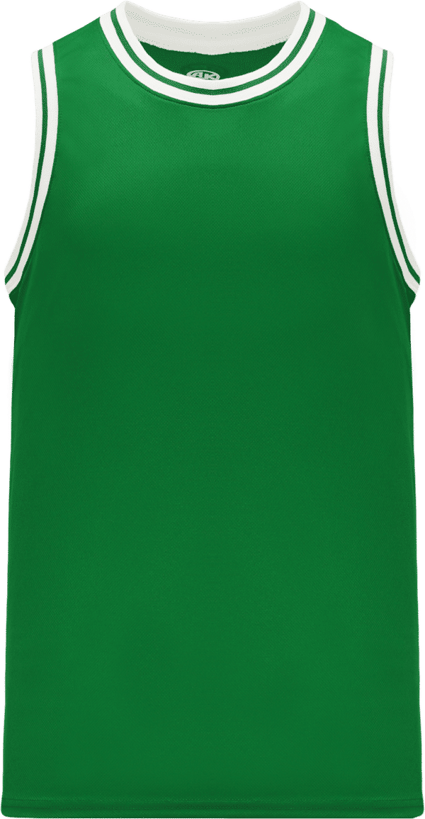 Am image of a Custom Athletic Knit Pro Striped Basketball Jerseys in Kelly/White!