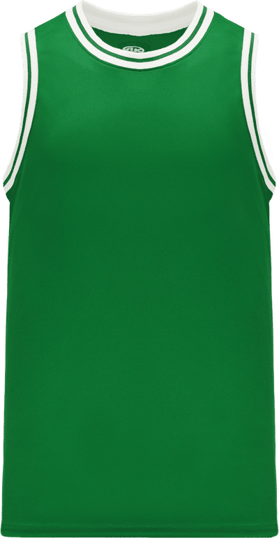 Am image of a Custom Athletic Knit Pro Striped Basketball Jerseys in Kelly/White!