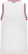 Am image of a Custom Athletic Knit Pro Striped Basketball Jerseys in White/Royal/Red!