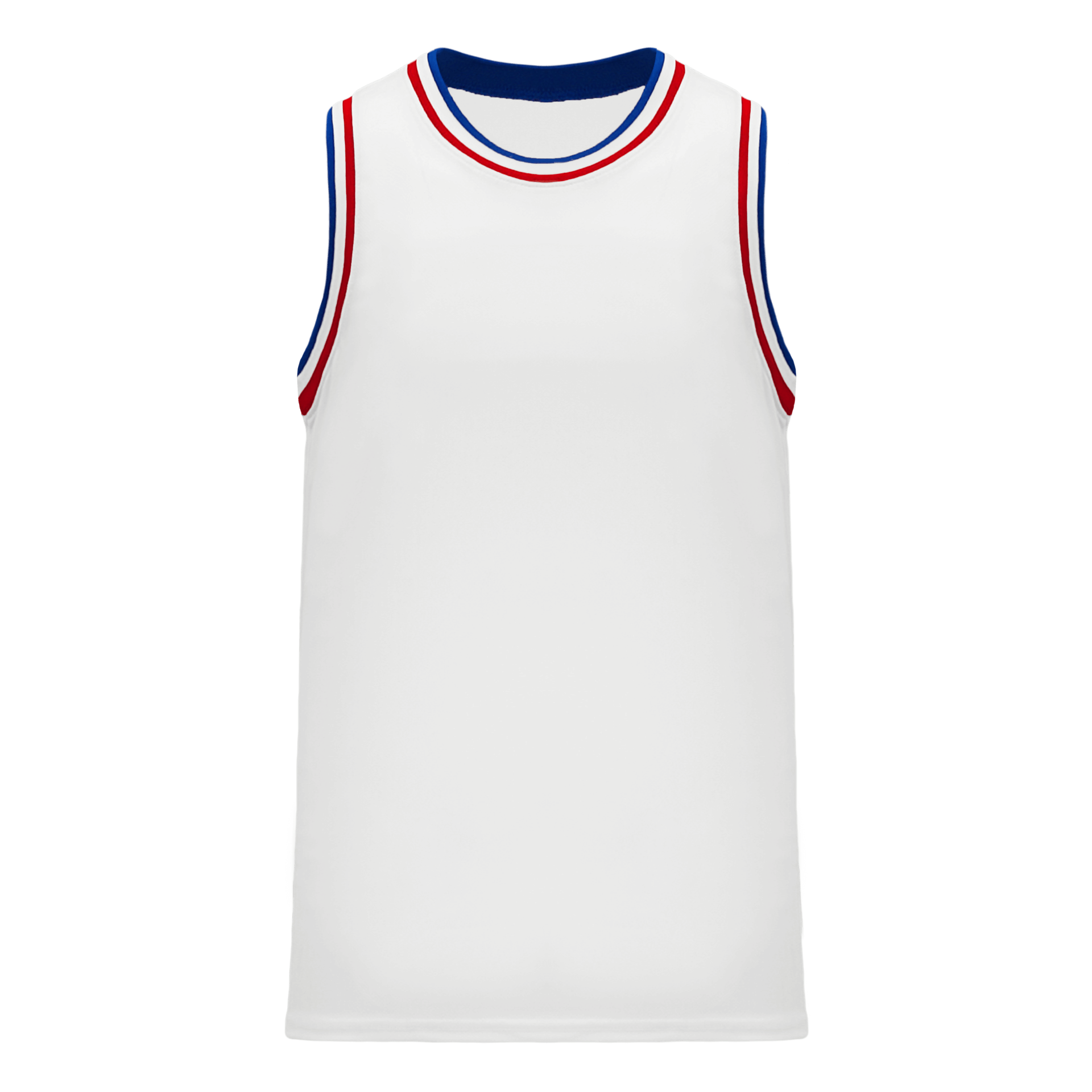 Athletic Knit Pro Striped Basketball Jerseys in White/Royal/Red