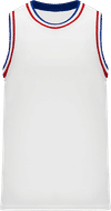 Am image of a Custom Athletic Knit Pro Striped Basketball Jerseys in White/Royal/Red!