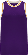Am image of a Custom Athletic Knit Pro Striped Basketball Jerseys in Purple/White/Gold!