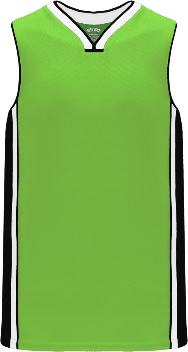 Am image of a Custom Athletic Knit Pro Basketball Jerseys in Lime Green/Black/White!