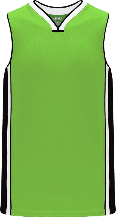 Am image of a Custom Athletic Knit Pro Basketball Jerseys in Lime Green/Black/White!