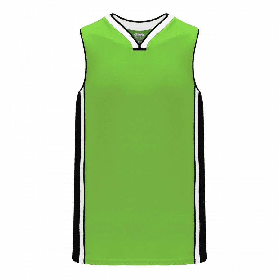 Athletic Knit Youth Pro Basketball Jerseys in Lime Green/Black/White
