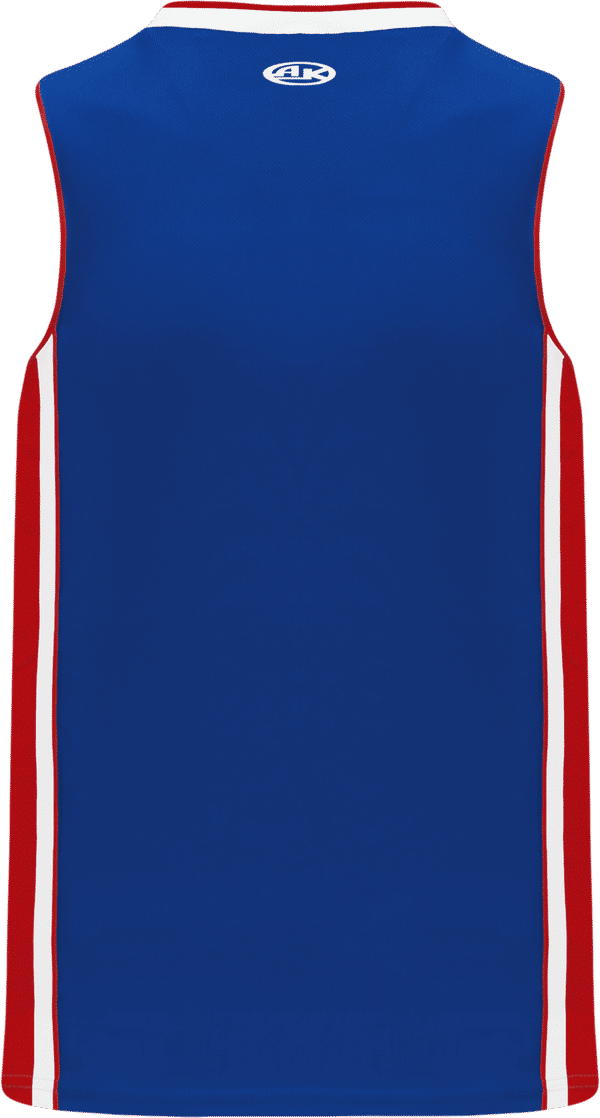 Am image of a Custom Athletic Knit Pro Basketball Jerseys in Royal/Red/White!