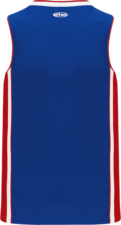 Am image of a Custom Athletic Knit Pro Basketball Jerseys in Royal/Red/White!
