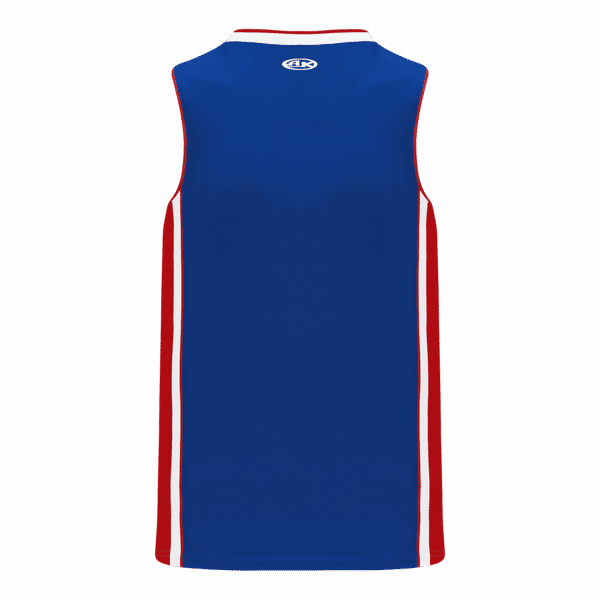 Am image of a Custom Athletic Knit Youth Pro Basketball Jerseys in Royal/Red/White!