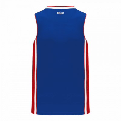 Am image of a Custom Athletic Knit Youth Pro Basketball Jerseys in Royal/Red/White!