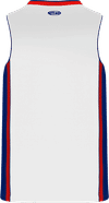 Am image of a Custom Athletic Knit Pro Basketball Jerseys in White/Royal/Red!