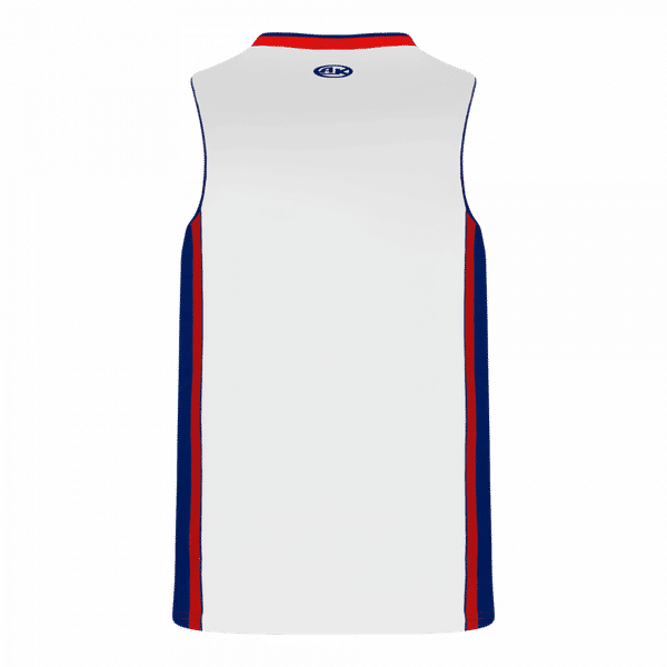 Am image of a Custom Athletic Knit Youth Pro Basketball Jerseys in White/Royal/Red!
