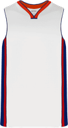 Am image of a Custom Athletic Knit Pro Basketball Jerseys in White/Royal/Red!
