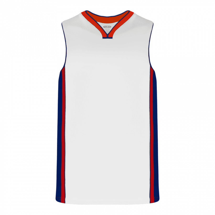 Athletic Knit Youth Pro Basketball Jerseys in White/Royal/Red