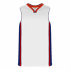 Am image of a Custom Athletic Knit Youth Pro Basketball Jerseys in White/Royal/Red!